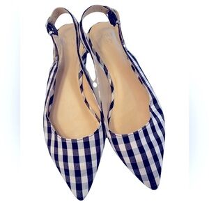 Crown and Ivy Size 7 Slingback Sandals Black and White Check